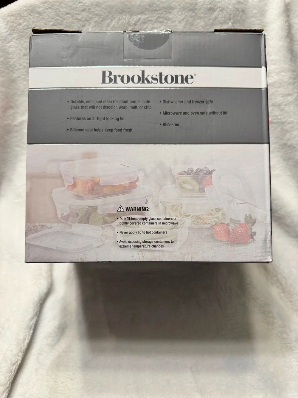 Brookstone Clear Glass Food Storage Set with White Lids